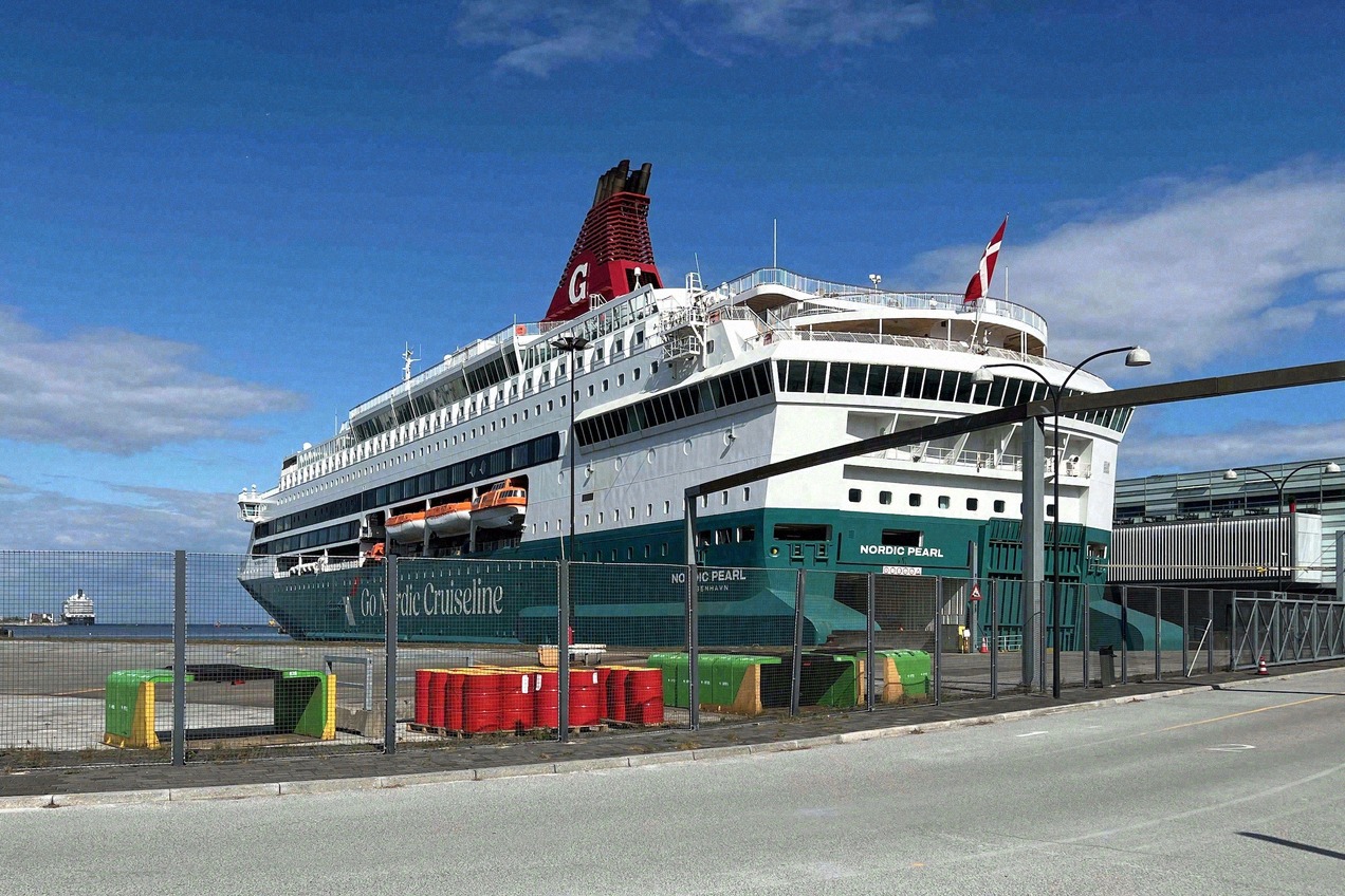 The Nordic Pearl from Go Nordic Cruiseline moored at the ferry terminal in Copenhagen.